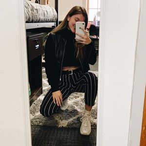 Black faux leather Delia’s bomber jacket